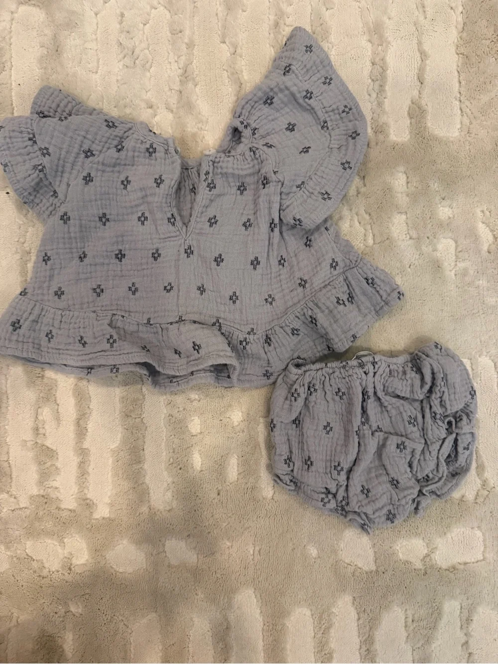 Rylee + Cru Dusty Blue Ruffle Diaper Cover Set